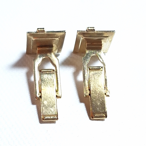 Vintage Poag Jewellers Gold Tone and Black Stone Cuff Links - Picture 4 of 6